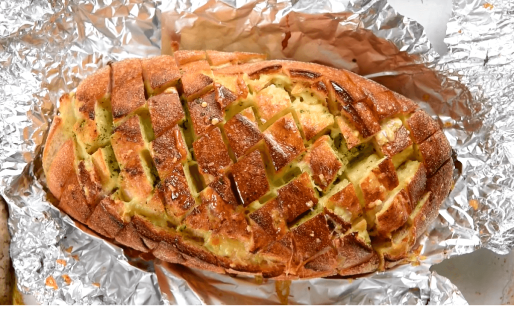 Savory cheesy garlic pull-apart bread fresh from the oven