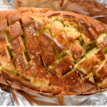 Savory cheesy garlic pull-apart bread fresh from the oven